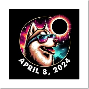 Radiant Siberian Huskie Eclipse: Unique Tee for Cold-Weather Canine Enthusiasts Posters and Art